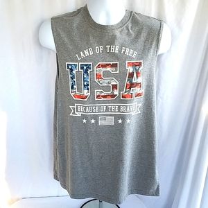 Gray Men's "USA" Graphic Sleeveless Tee Shirt Size 38/40